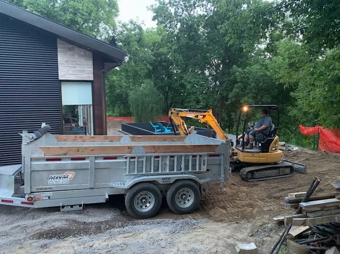 Excavator on a residential job site